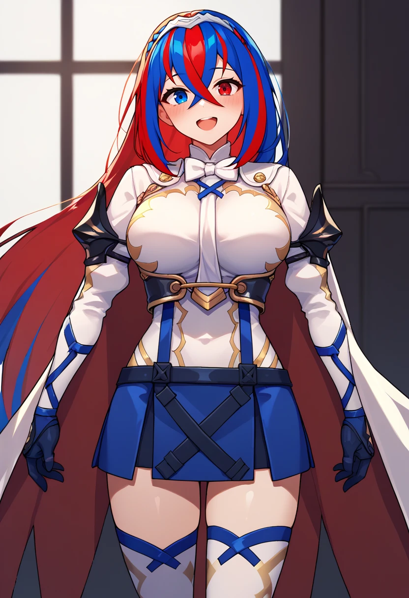 Concept art image full hd Girl red hair Body hourglass big breasts, bodysuit clothing with hero style harness and cape 