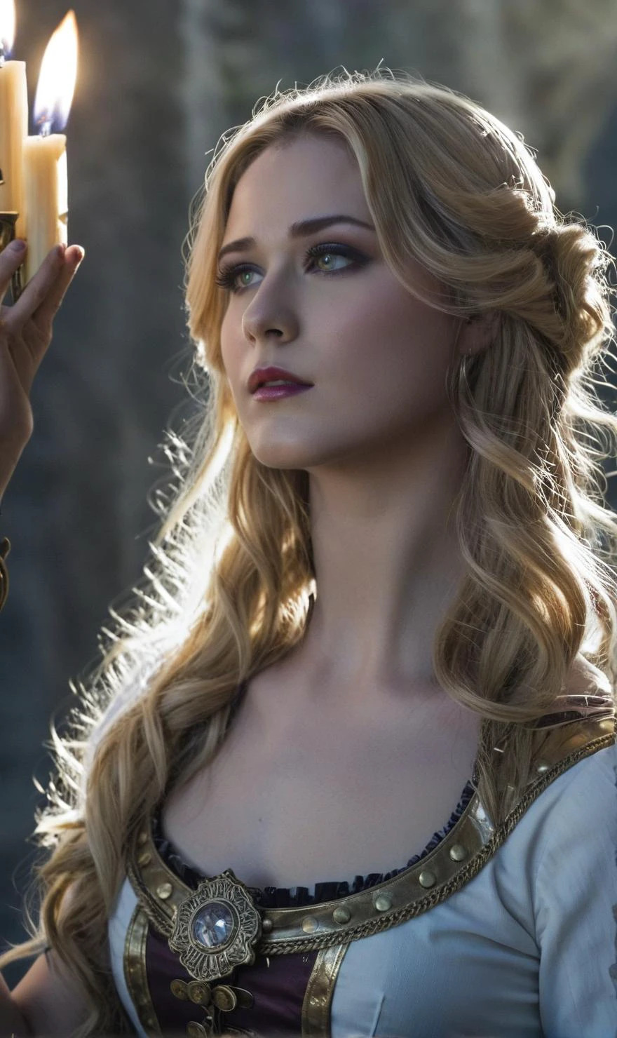 <lora:Galadriel:0.9> galadriel, long hair, blonde hair, blue eyes, white dress. She is holding a cocktail on the beach at sunset