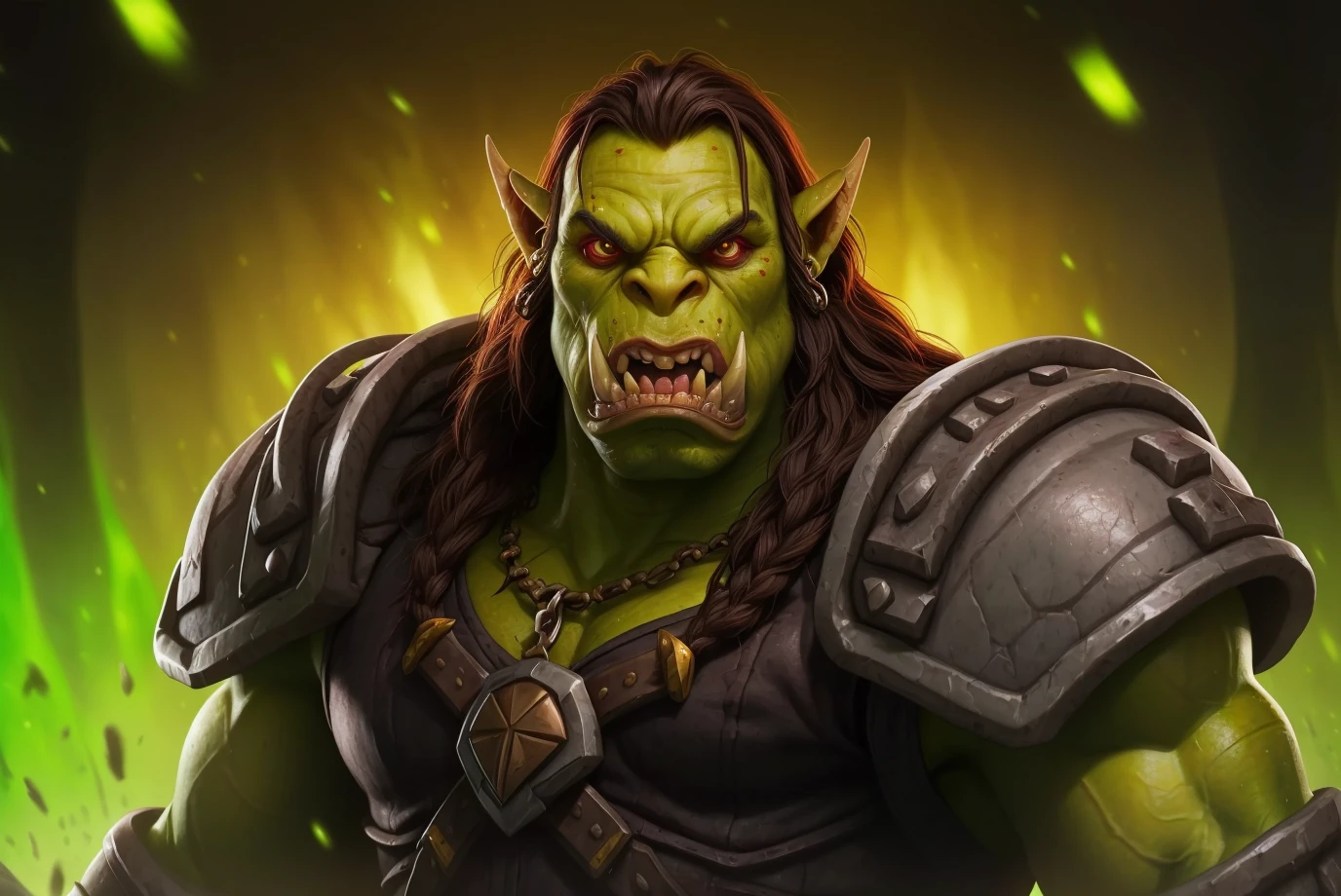 Portrait of an orc warrior wearing suit and tie,Blizzard Entertainment,detailed skin,skin blemishes,Warcraft,lighting should be warm and inviting,casting a soft glow and highlighting the rich colors of his flesh,background cinematic Hollywood movie style,light depth of field,vignette,highly detailed,high budget,bokeh,<lora:wangwei-R:0.5>,widescreen,moody,epic,film grain,grainy,Wang Wei,
