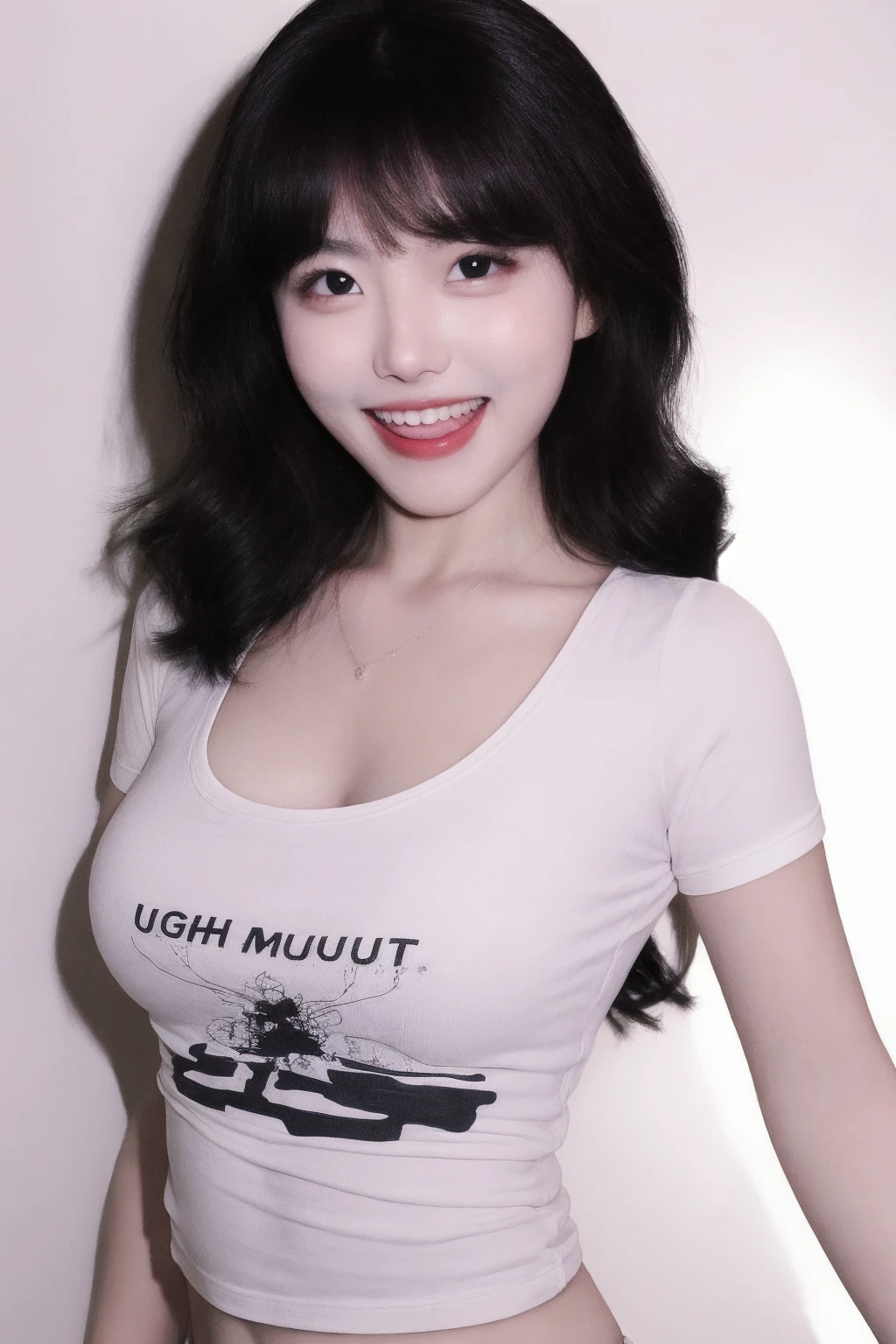 masterpiece, high quality,1girl, navel, upper body,open mouth, nightclub, skin tight, smile, t-shirt,
<lora:ptgj_v1-000007:0.68>