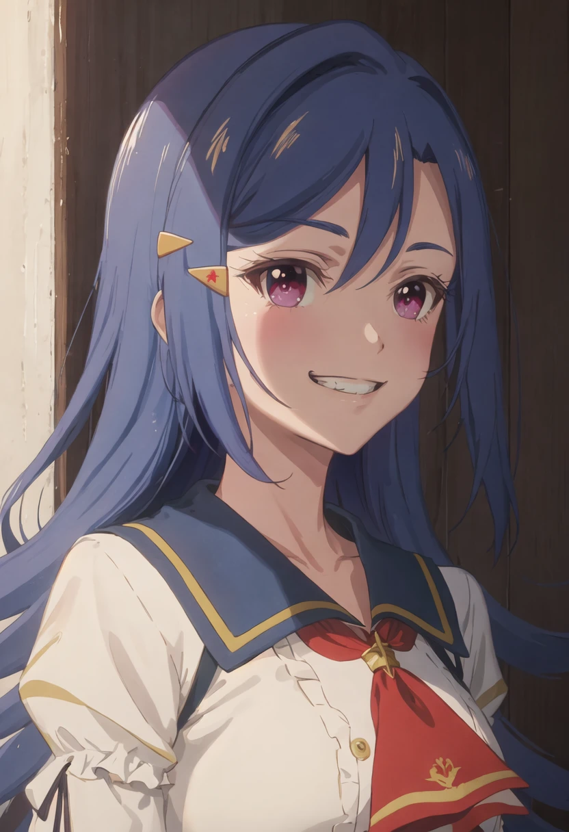 best quality, masterpiece, highres, solo, {rosetta_lapisrelights:0.90}, evil_grin, evil_smile, grin, portrait, looking at viewer