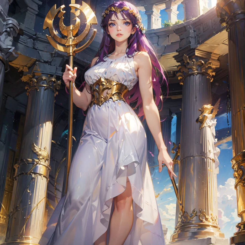 <lora:è§è²LoRAï¼shazhi:1>,1girl,full body,curvy,blue eyes,fair_skin,oval face,perfect face,purple hair,white dress,sleeveless dress,staff,holding,athena glory,greek mythology,greco-roman architecture,
(masterpiece:1,2),best quality,masterpiece,highres,original,extremely detailed wallpaper,perfect lighting,(extremely detailed CG:1.2),