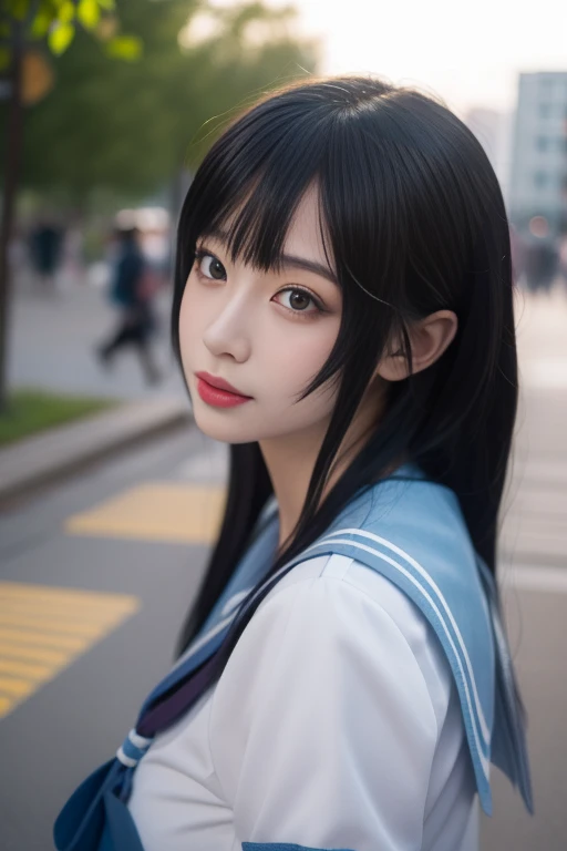 ltra-detailed,highly detailed,best quality,masterpiece,illustration,realistic,photorealistic,
1girl, solo, cosplay,
kitauji high school uniform,
looking at viewer, upper body,
<lora:kitauji high school uniform_v2_02:0.7>