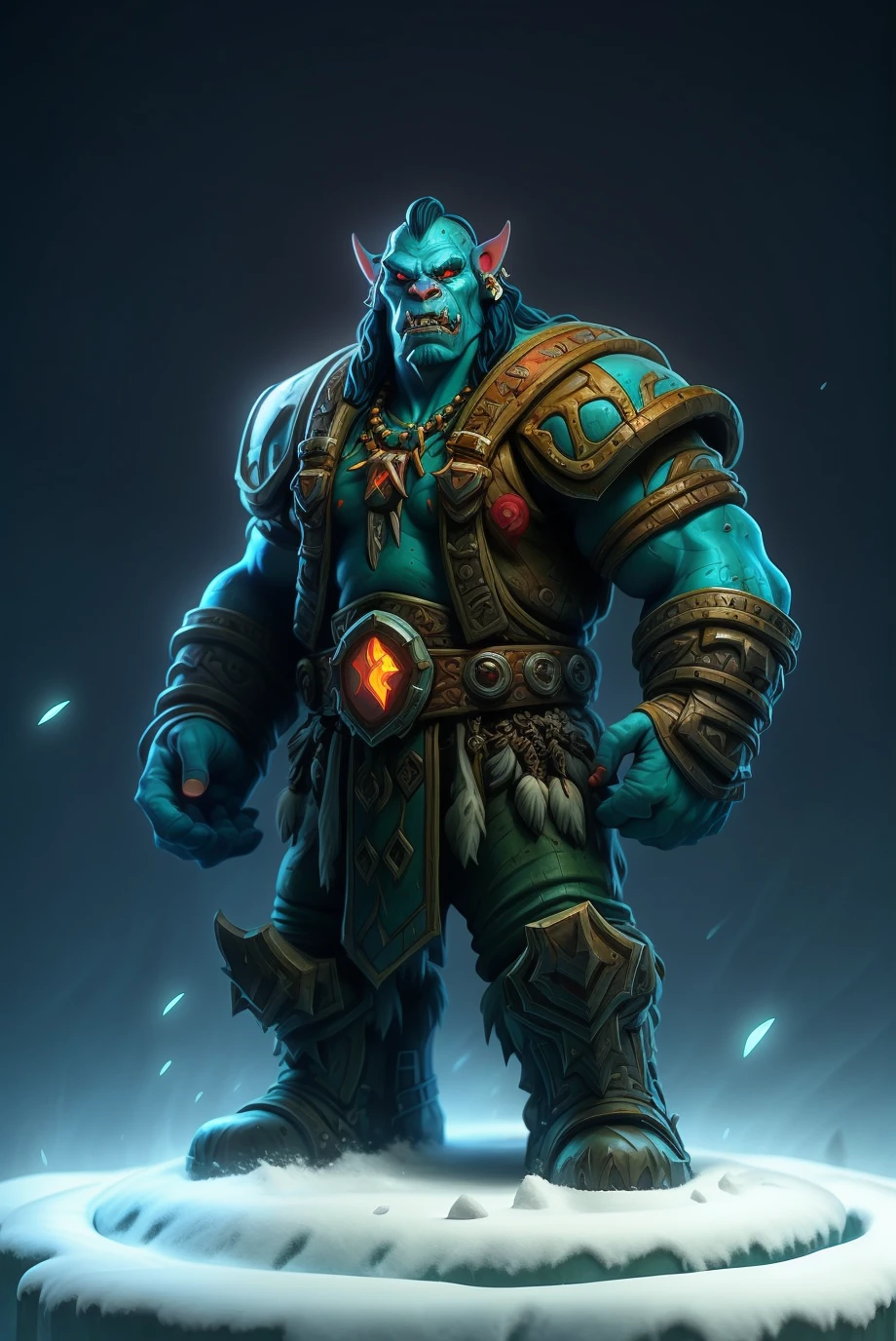 a close up of a bird with a horned head and a chain around its neck, concept art inspired by Aleksi Briclot, featured on zbrush central, fantasy art, berserker potrait, warcraft artwork, painted portrait of rugged odin, detailed matte fantasy portrait, face of an armored villian, portrait of an orc warrior, epic digital painting