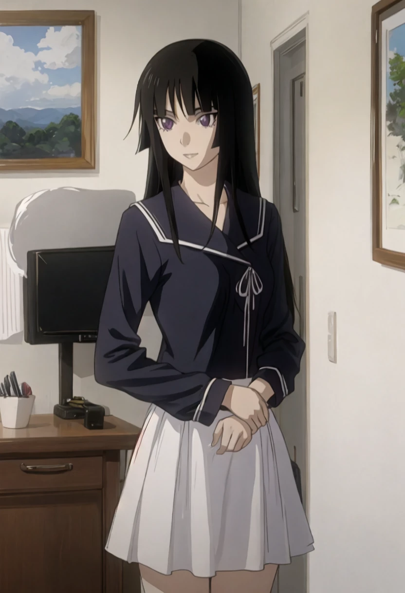 best quality, masterpiece, highres, solo, {isayama_yomi_gareizero:0.90}, 1girl, anime_coloring, parody, serafuku