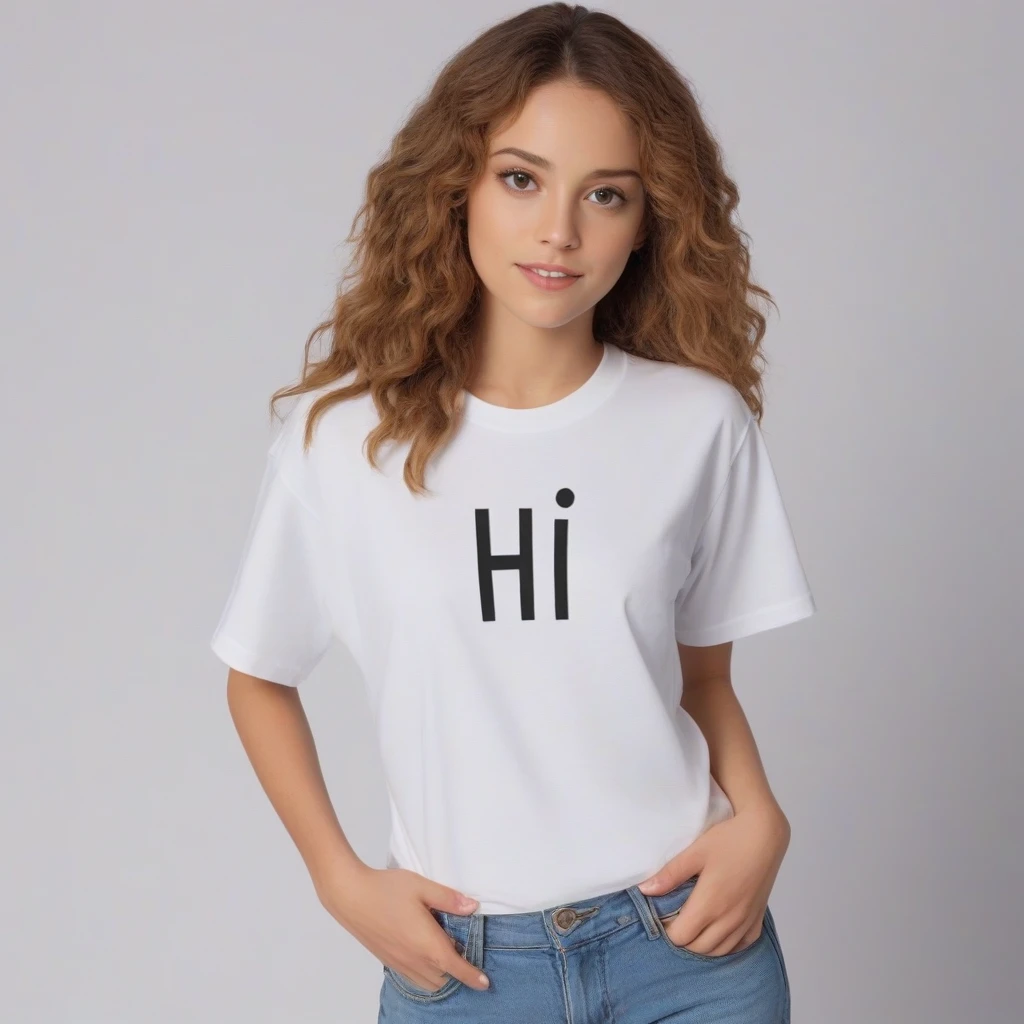 a t-shirt that says "HI"