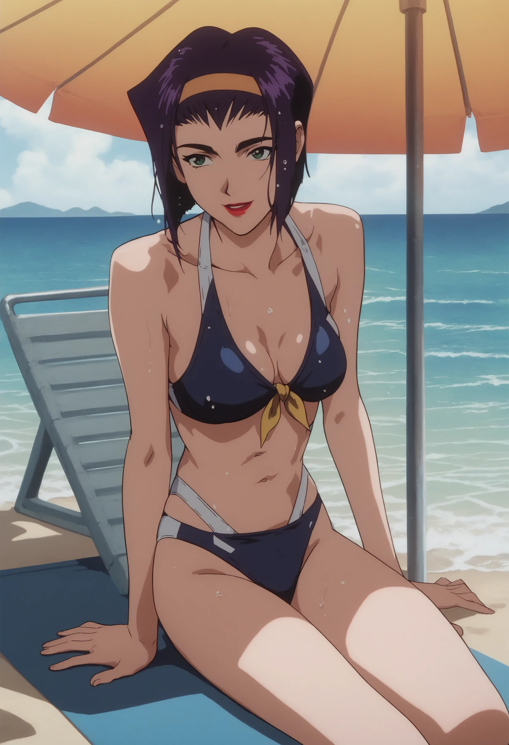 high-level image quality、Girl in micro bikini on the beach, Enchanting anime girl, realistic bikini, Best Anime 4k Konachan Wallpapers, Smooth Anime CG Art, Fubuki, Where is the Gawau, in beach, Marine Kitagawa Fan Art, Ilya Kuvshinov. Racing in 4K, anime moe art style, Zhenyuan Maki. (Best Quality, 4K, Ultra-detailed, Realistic:1.2), Vibrant colors, Soft lighting,Long ponytail,Girl Wearing Glasses,Beautiful expression,Large, Daweed, Innocent, Dreamy, charmed
