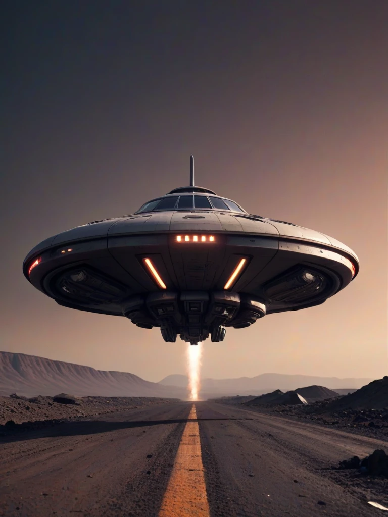 neonpunk style ufomaker, raw,( ufo spaceship:1.1) , on land, (3hydraulic landing gear,:1.1) cinematic , dark , Minimalist Monochrome, dark metallic Clean beige white, subtle , sleek blacks for a timeless and understated look., high-impact polymers, reinforced plastics, industrial-grade metals, durable construction
<lora:UFOMaker_XL-000012:0.7>. scorched crater with burn marks in asphalt highway, wimmel bild, powerful imagery, landscape photography, hyperrealism, daz 3d genesis iray, trending, . cyberpunk, vaporwave, neon, vibes, vibrant, stunningly beautiful, crisp, detailed, sleek, ultramodern, magenta highlights, dark purple shadows, high contrast, cinematic, ultra detailed, intricate, professional