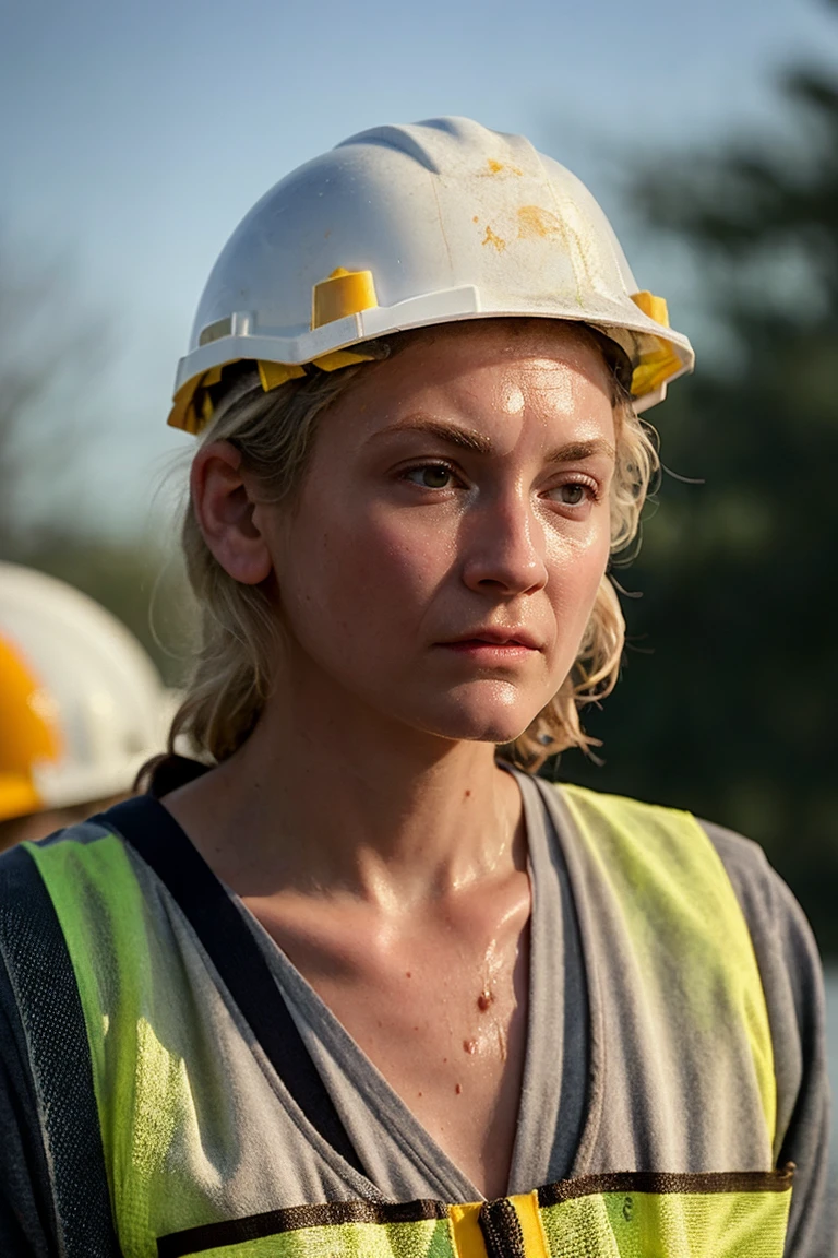 1girl, solo, portrait of a construction worker, safety helmet, construction site, dirty, sweating, blurry_background, bokeh, chromatic_aberration, depth_of_field, female focus, photorealistic, soft colors, masterpiece, high quality, (high detailed skin:1.1)
<lora:emily_kinney_lora_v02:1> ek84, blonde hair
