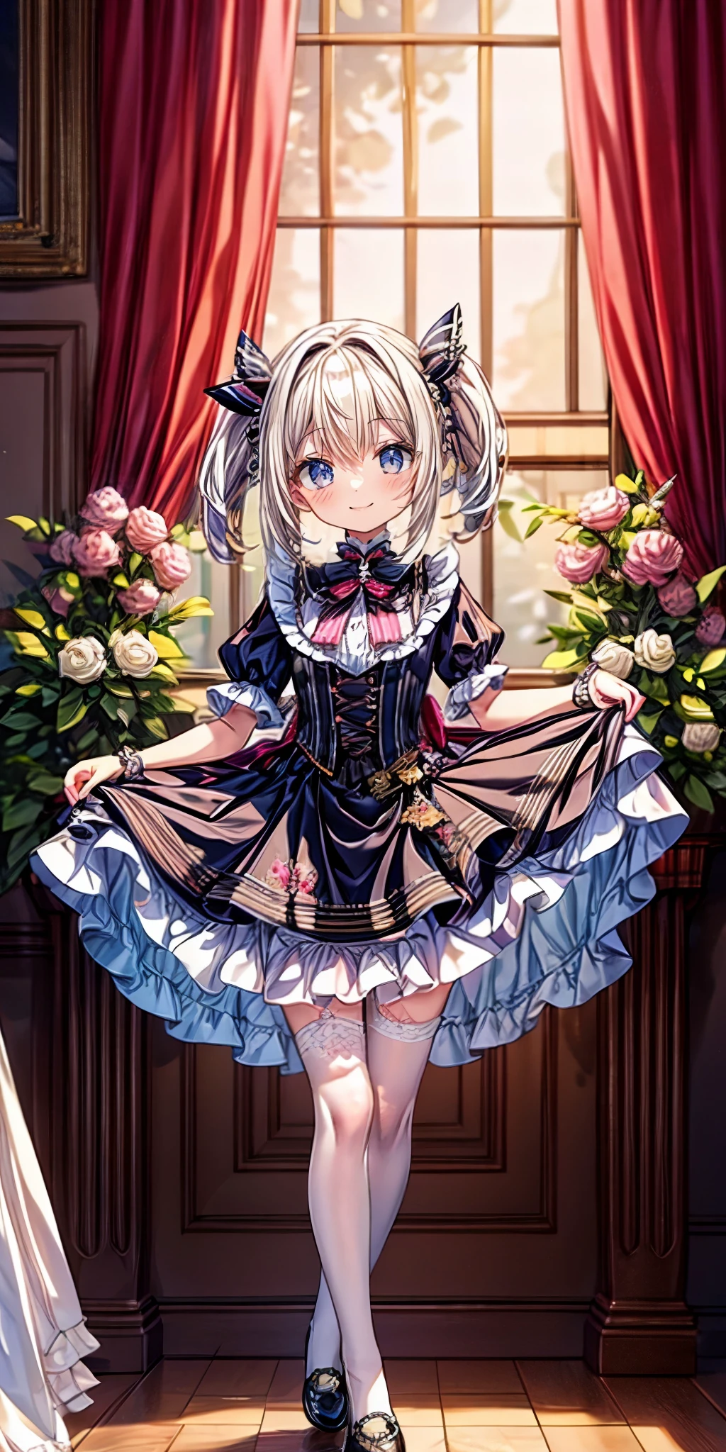 (masterpiece,ultra-detailed,best quality,8K,illustration,shaved:1.2),(ite girl:1.0) <lora:add_detail:1.5> , <lora:ojigi:0.6> (ojigi,curtsey:1.2), 1girl, smile,long skirt