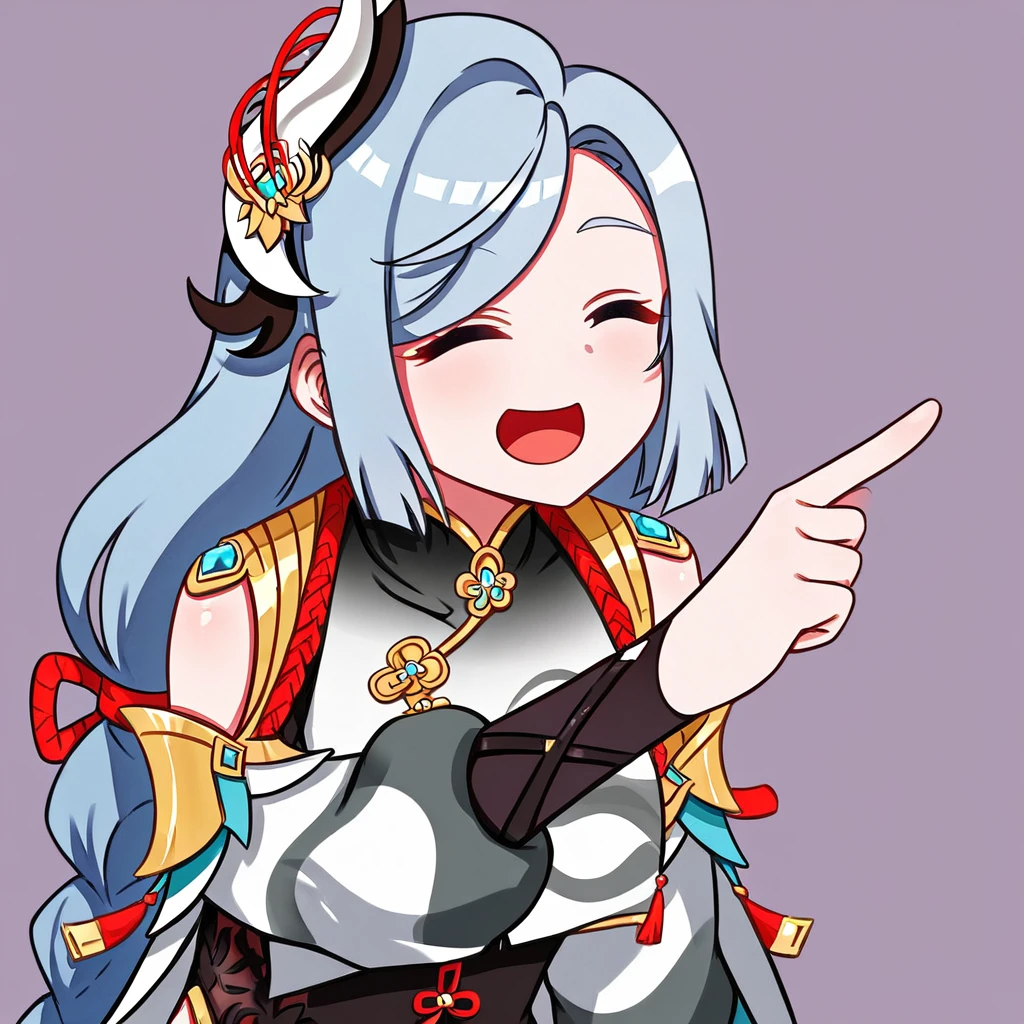 <lora:xl_ð¤£ð(pony)-000001:1>,ð¤£ð pose,solo,closed eyes,pointing,open mouth,smile,^ ^,shenhe \(genshin impact\),, score_9, score_8_up,