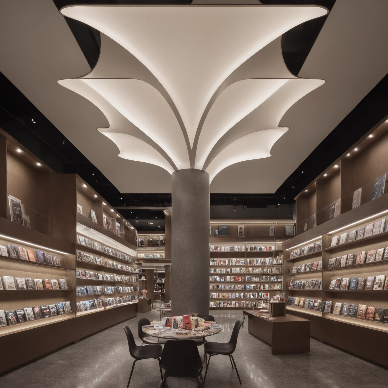 <lora:JJsBookStore_XL:1>  ((best quality)),((masterpiece)),((realistic)), (((BookStore)))  , interior, indoors,  photorealistic, chair , authentic, soft lighting,indoor scenery, wall  ,ceiling  light, dramatic lighting,