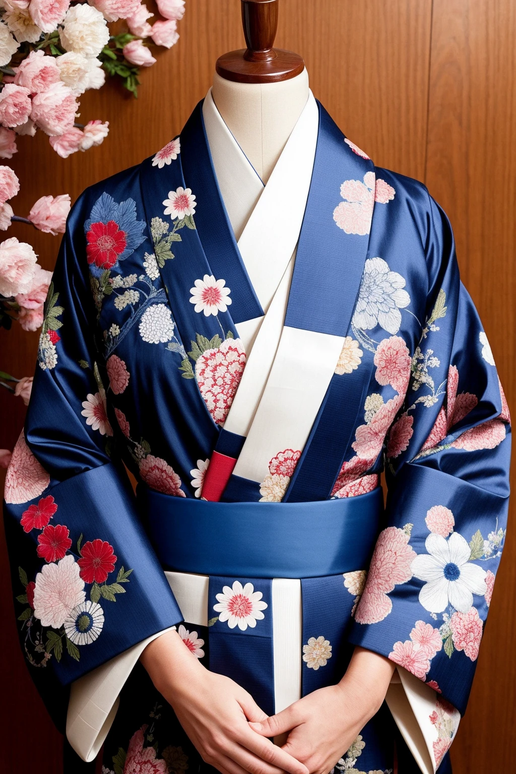 Zoom in on the intricate patterns of a traditional kimono, each stitch a testament to generations of craftsmanship and cultural heritage,