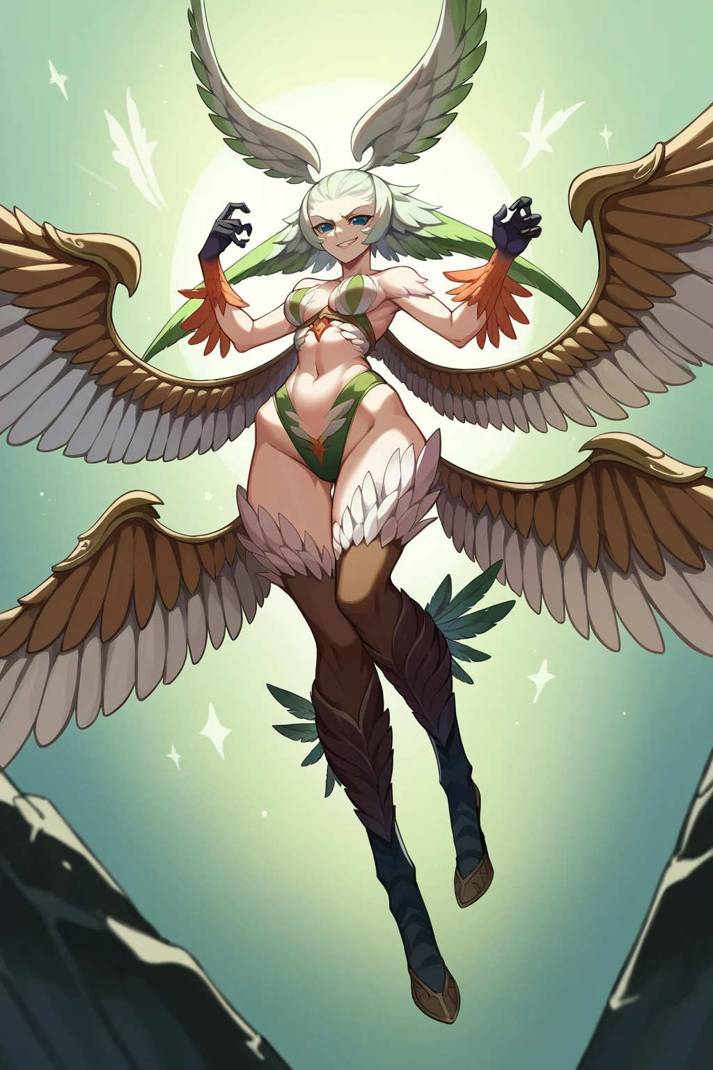 masterpiece, best quality, ultra-detailed, siren, 1girl, solo, nude, mature, mature face, tall, evil smile, in the forest, standing, cowboy shot, volumetric lighting, intricate details, tonemapping, sharp focus, hyper detailed, yellow claws, <lora:sirenV2:0.9>