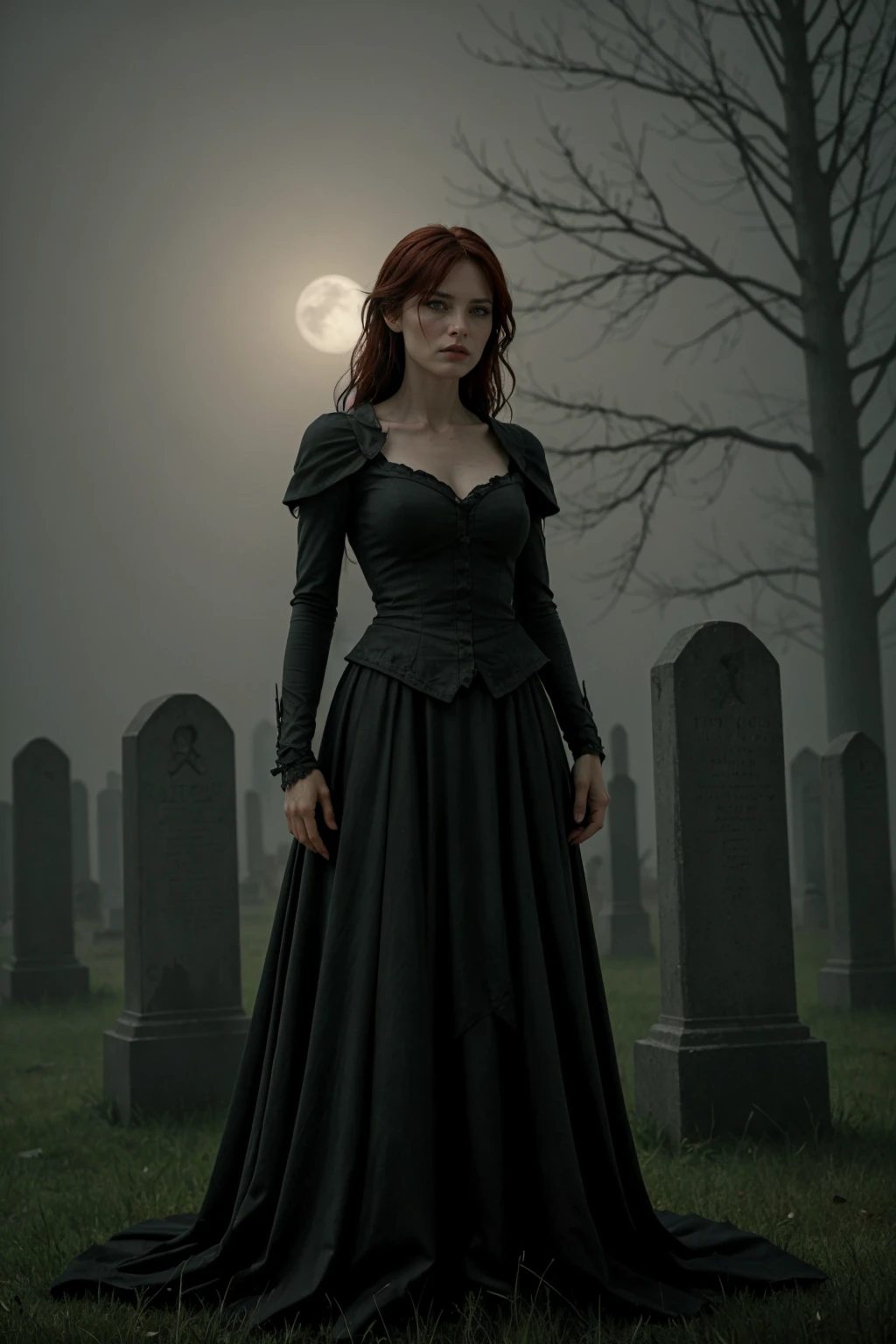 female necromancer in a graveyard, atmospheric, cinematic, high detail, masterpiece, gothic <lora:SAIOC_sd15_1-000011:0.75> s41oc