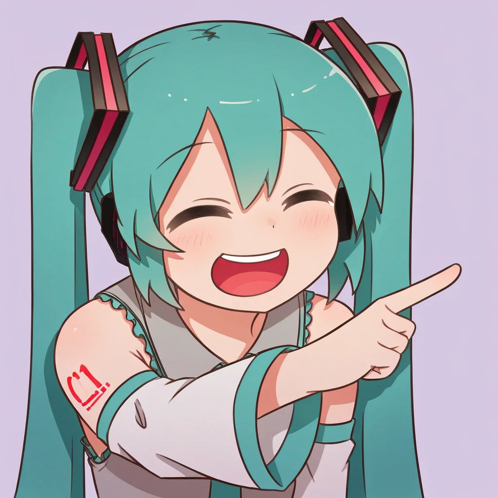 <lora:xl_ð¤£ð(pony)-000001:1>,ð¤£ð pose,solo,closed eyes,pointing,open mouth,smile,^ ^,:d,hatsune miku,, score_9, score_8_up,