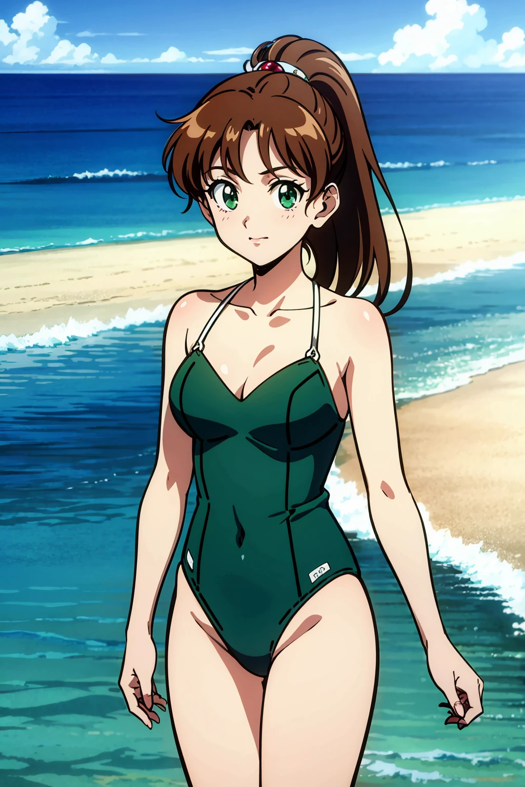 masterpiece, best quality, 1girl, solo, looking at viewer, facing viewer, retro artstyle,1990s \(style\), (art by Naoko Takeuchi),  polar opposites, beach, ocean, waves, island, day, arm support, sparkling eyes <lora:EPsmSailorJupiter-12:0.7>, EPsmSailorJupiter, green eyes, brown hair, long hair, ponytail
BREAK
micro slingshot swimsuit <lora:slingshotSwimsuit_v12:0.7> <lora:exMicroBikini_v1:0.5:MIDD>