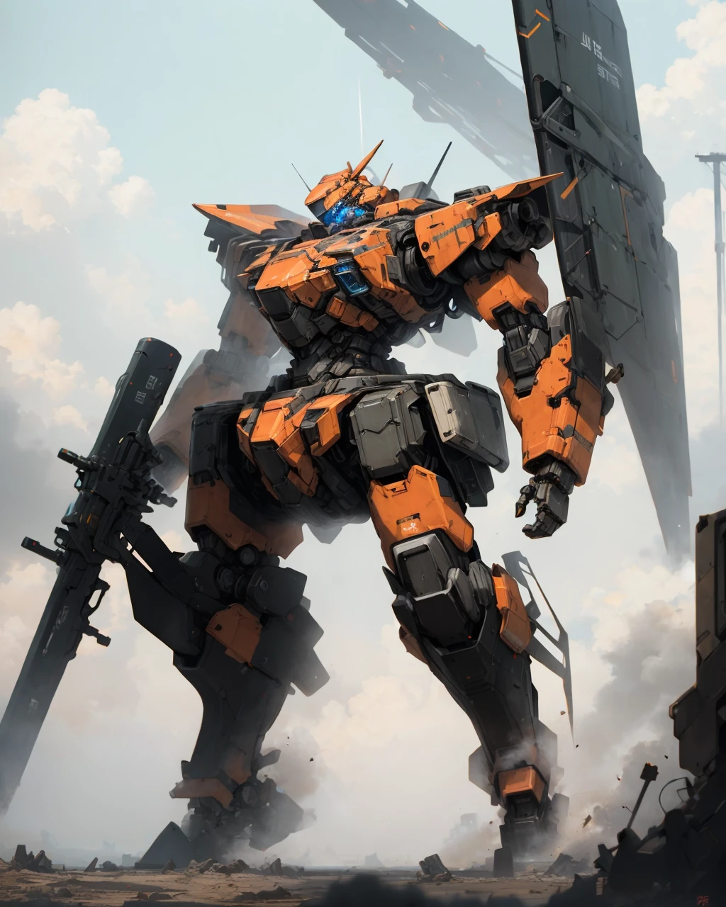best quality,masterpiece,highly detailed,ultra-detailed,
<lora:neg4all_bdsqlsz_V3.5:-1>
<lora:militaryrobot:1>( militaryrobot:1.3), mecha, science fiction, no humans, weapon, holding weapon,monitor head,led eye,glowing,