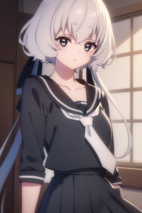 junkokonno, <lora:junko konno s2-lora-nochekaiser:1>,
junko konno, low twintails, (black eyes:1.5), twintails, white hair,
BREAK sailor dress, serafuku, skirt, school uniform, white necktie, necktie, long sleeves,
BREAK looking at viewer, full body,
BREAK indoors, classroom,
BREAK <lyco:GoodHands-beta2:1>, (masterpiece:1.2), best quality, high resolution, unity 8k wallpaper, (illustration:0.8), (beautiful detailed eyes:1.6), extremely detailed face, perfect lighting, extremely detailed CG, (perfect hands, perfect anatomy),