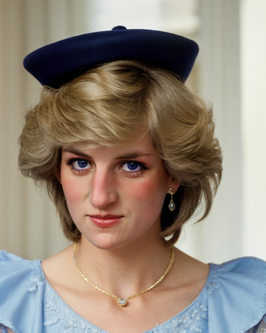 a beautiful picture of princess diana, masterpiece, blonde hair, photorealistic, 1girl, 4k, HDR, backlighting, light, RAW color photo, (fully in frame:1.1), blue eyes, detailed skin texture, (blush:0.5), (goosebumps:0.5) <lora:princess diana:1>,wearing a red dress