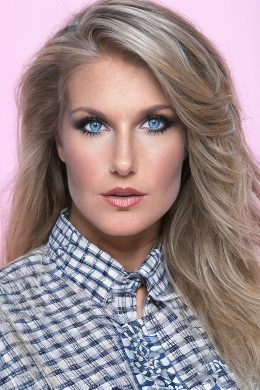 closeup portrait of h34th3rth0m4s, wearing a checkered blouse <lora:LoHA_h34th3rth0m4s_limitlessvision_v30_SD1.5_231210:1>
