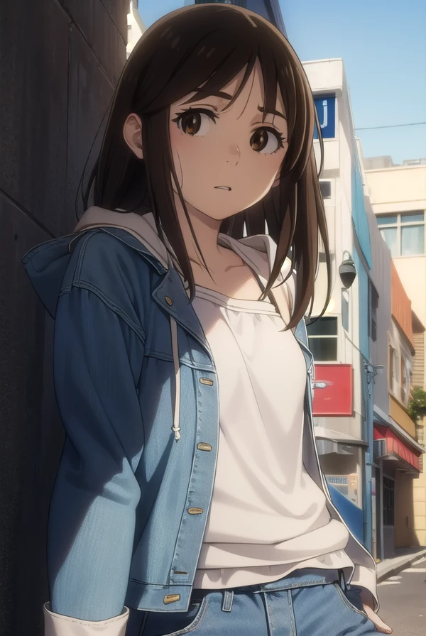 airikatagiri, <lora:airi katagiri s1-lora-nochekaiser:1>,
airi katagiri, long hair, brown hair, (brown eyes:1.5),
BREAK jacket, open clothes, shorts, hood, hoodie, denim, blue shorts, denim shorts
BREAK outdoors, city,
BREAK looking at viewer, (cowboy shot:1.5),
BREAK <lyco:GoodHands-beta2:1>, (masterpiece:1.2), best quality, high resolution, unity 8k wallpaper, (illustration:0.8), (beautiful detailed eyes:1.6), extremely detailed face, perfect lighting, extremely detailed CG, (perfect hands, perfect anatomy),