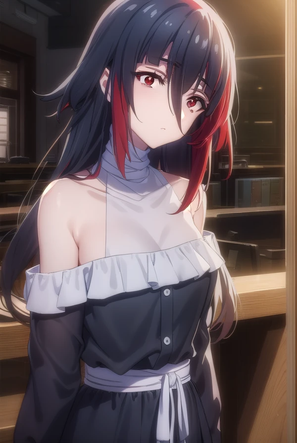 taeyamada, <lora:tae yamada s2-lora-nochekaiser:1>,
tae yamada, lack hair, hair between eyes, long hair, (red eyes:1.5), sidelocks,
BREAK bandaged chest, bandaged head, bandages, black dress, dress, off shoulder,
BREAK indoors, classroom,
BREAK looking at viewer, (cowboy shot:1.5),
BREAK <lyco:GoodHands-beta2:1>, (masterpiece:1.2), best quality, high resolution, unity 8k wallpaper, (illustration:0.8), (beautiful detailed eyes:1.6), extremely detailed face, perfect lighting, extremely detailed CG, (perfect hands, perfect anatomy),