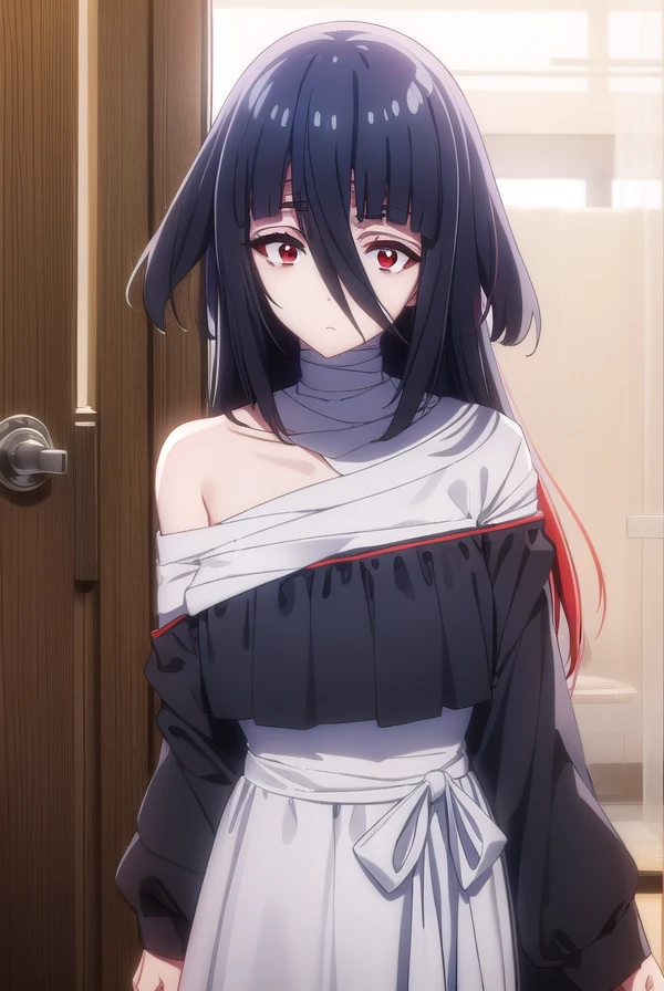 taeyamada, <lora:tae yamada s2-lora-nochekaiser:1>,
tae yamada, lack hair, hair between eyes, long hair, (red eyes:1.5), sidelocks,
BREAK bandaged chest, bandaged head, bandages, black dress, dress, off shoulder,
BREAK indoors, classroom,
BREAK looking at viewer, (cowboy shot:1.5),
BREAK <lyco:GoodHands-beta2:1>, (masterpiece:1.2), best quality, high resolution, unity 8k wallpaper, (illustration:0.8), (beautiful detailed eyes:1.6), extremely detailed face, perfect lighting, extremely detailed CG, (perfect hands, perfect anatomy),
