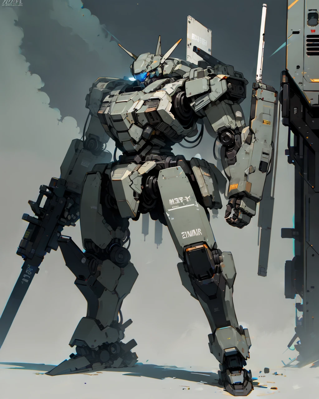 best quality,masterpiece,highly detailed,ultra-detailed, 
<lora:neg4all_bdsqlsz_V3.5:-1> 
 <lora:militaryrobot:1>( militaryrobot:1.3), mecha, science fiction, no humans, weapon, holding weapon,monitor head,led eye,glowing, 
 <lora:cartoonisationer-V4-8:1.5> <lora:MinimalistA:1.75> minimalista,