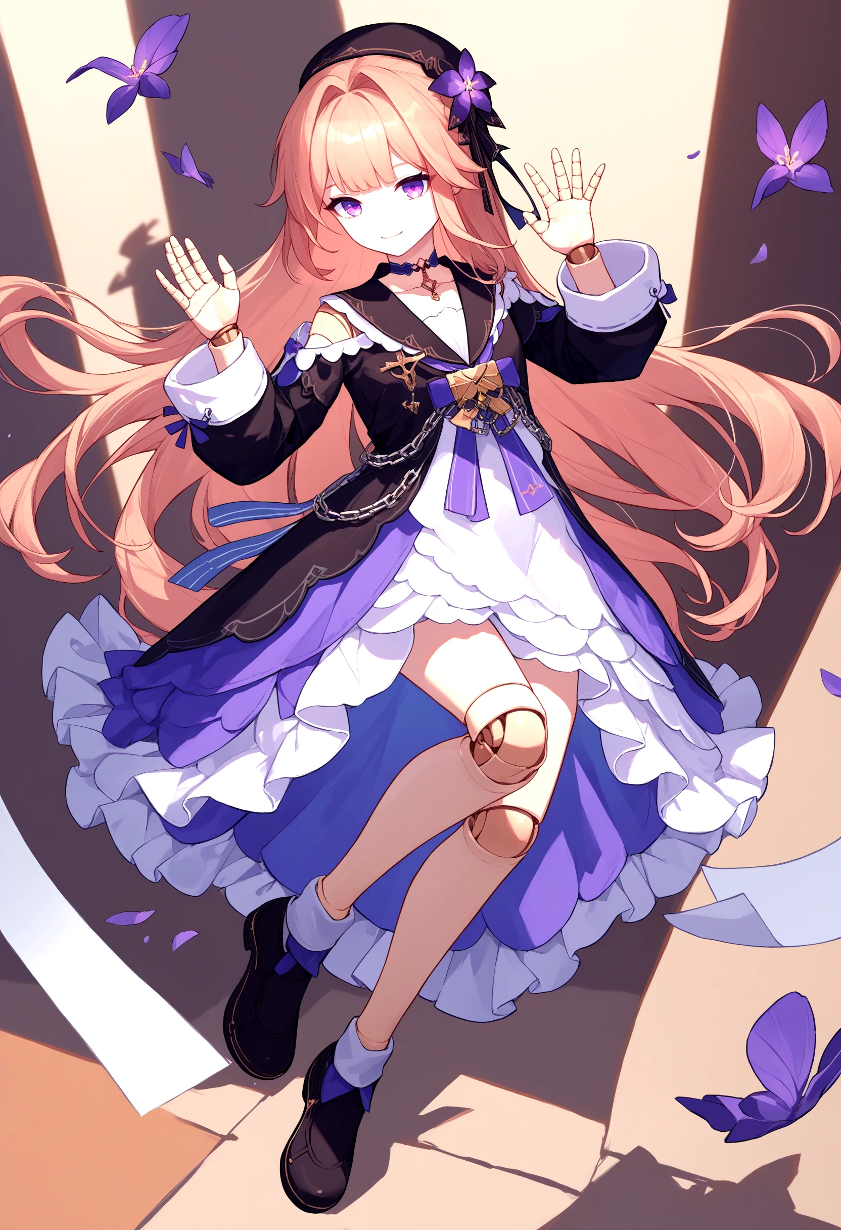score_9, score_8_up, score_7_up, source_anime, female, <lora:hsrherta:0.9>, hsrherta, doll joints, light smile, shoes, waving,