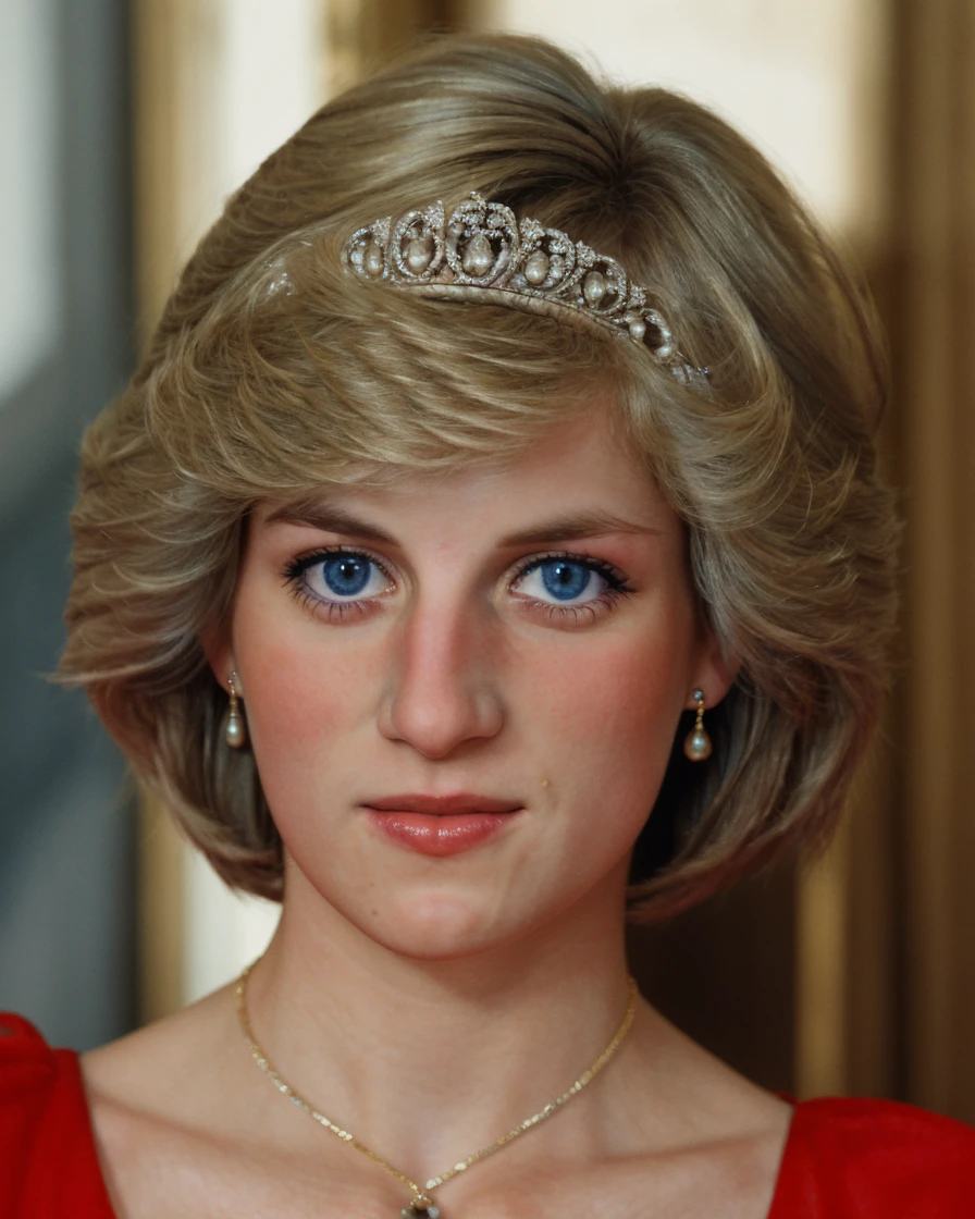a beautiful picture of princess diana, masterpiece, blonde hair, photorealistic, 1girl, 4k, HDR, backlighting, light, RAW color photo, (fully in frame:1.1), blue eyes, detailed skin texture, (blush:0.5), (goosebumps:0.5) <lora:princess diana:1>,wearing a (red dress
:1.2)