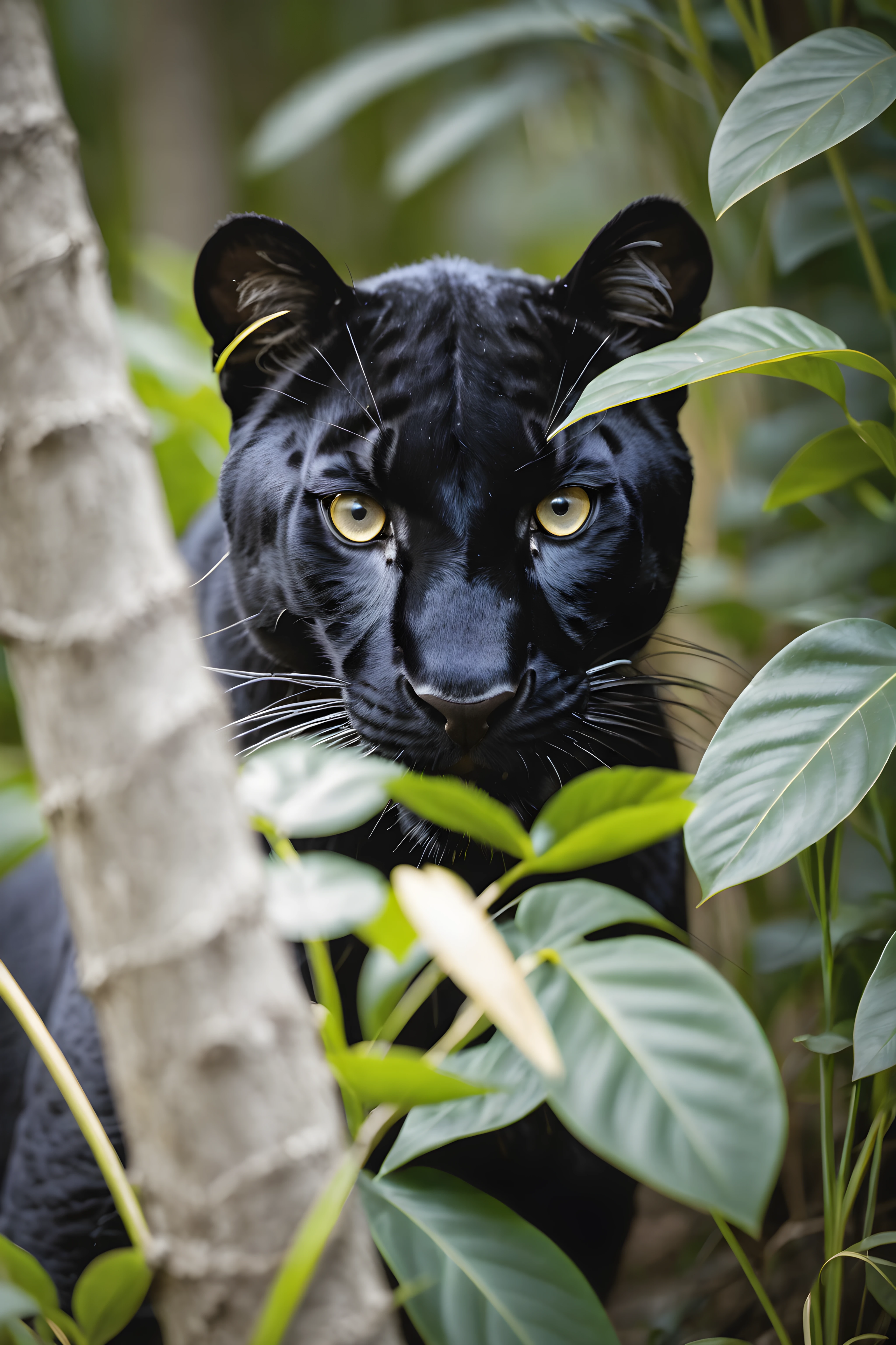 professional  macro shot,  national geographic photo, national geographic photo shoot, panther face close up hiding behind bushes, evil pupil, hunting the prey, fierce animal, hide & seek,
 award winning nature photo, natural beauty, national geographic photography,   by Alison Geissler, national geographic photo , bashful expression, bokke, 
  telescopic shot,  