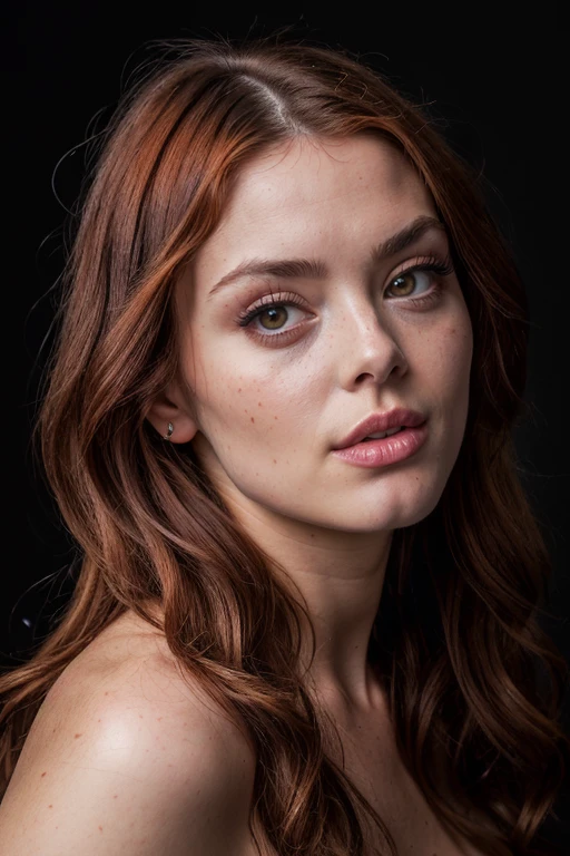 Ultra realistic, 23 year old Swedish female, dyed red hair, medium length extremely curly layered hairstyle, bright blue eyes, high cheek bones, defined jawline, pale skin tone, brown bushie eye brows, long eyelashes, narrow nose, shot on a Canon EOS R6 Mark II camera, bird’s eye view shot, rainy summer day