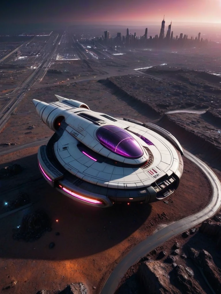 neonpunk style ufomaker, giant monumental spaceship on planet orbit, nasa style, cinematic , white black theme, subtle , sleek., high-impact polymers, reinforced plastics, industrial-grade metals, durable construction
<lora:UFOMaker_XL-000012:0.7>. scorched crater with burn marks in asphalt, city highway, wimmel bild, powerful imagery, landscape photography, hyperrealism, daz 3d genesis iray, trending, . cyberpunk, vaporwave, neon, vibes, vibrant, stunningly beautiful, crisp, detailed, sleek, ultramodern, magenta highlights, dark purple shadows, high contrast, cinematic, ultra detailed, intricate, professional
