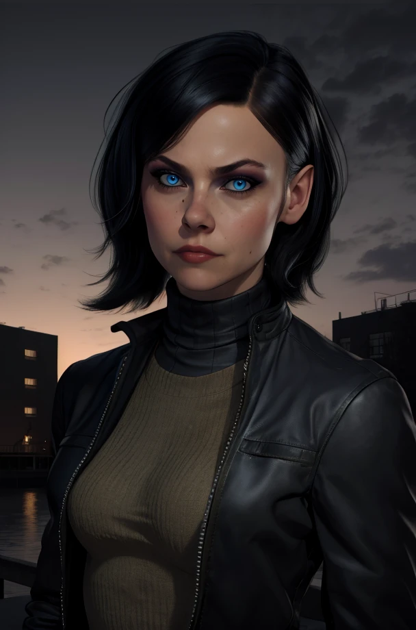 helen,blue eyes,black hair,medium hair,
jacket,turtleneck,serious,
standing,upper body,close up,
night,base,town,
(insanely detailed, beautiful,masterpiece, best quality) solo,<lora:Park:0.8>,