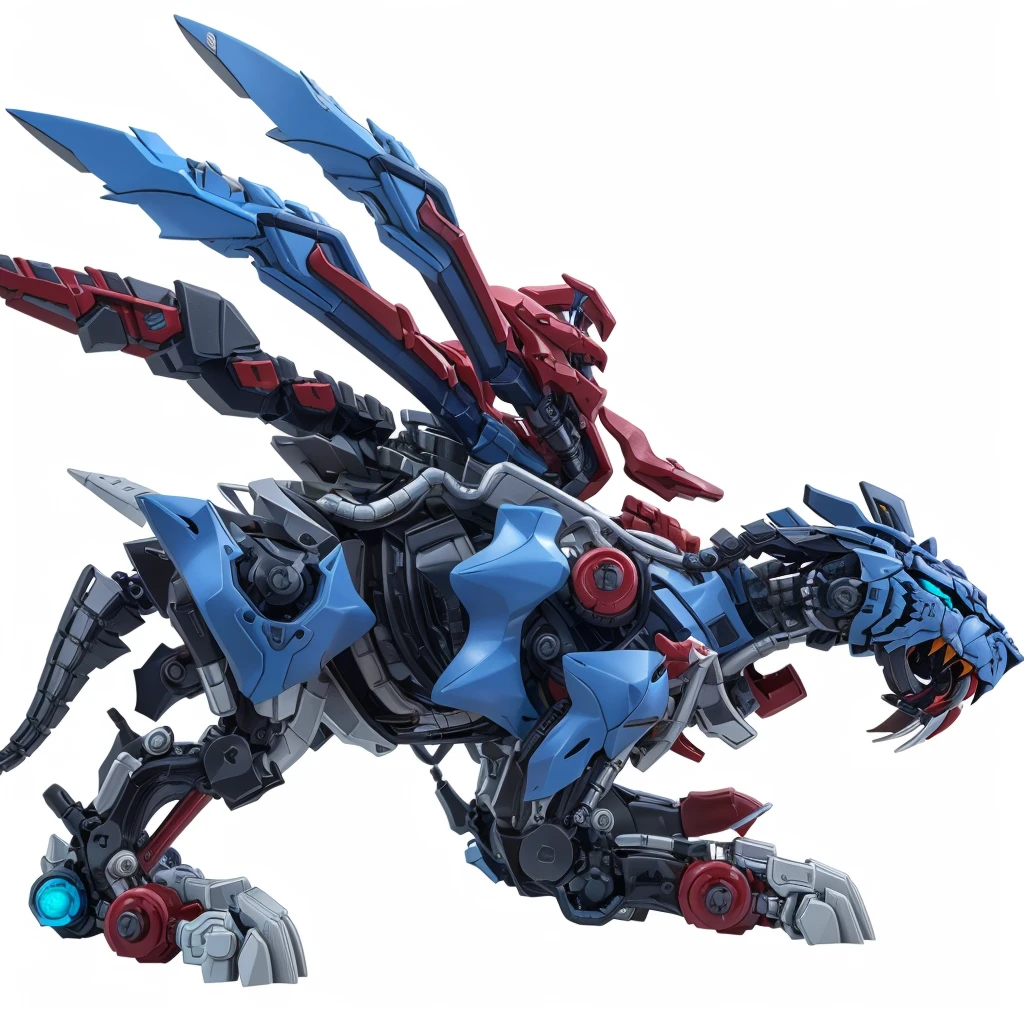 tgrzoid2024v2, blue mechanical tiger, 4 legs, robotic head, mecha, cybernetic, cyberpunk, armor, armored head, quadruped, best quality, zoids, new york city, blue metal