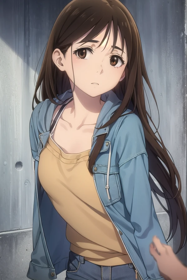 airikatagiri, <lora:airi katagiri s1-lora-nochekaiser:1>,
airi katagiri, long hair, brown hair, (brown eyes:1.5),
BREAK jacket, open clothes, shorts, hood, hoodie, denim, blue shorts, denim shorts
BREAK outdoors, city,
BREAK looking at viewer, (cowboy shot:1.5),
BREAK <lyco:GoodHands-beta2:1>, (masterpiece:1.2), best quality, high resolution, unity 8k wallpaper, (illustration:0.8), (beautiful detailed eyes:1.6), extremely detailed face, perfect lighting, extremely detailed CG, (perfect hands, perfect anatomy),