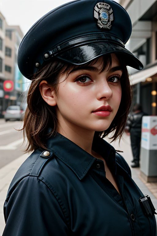girl policeman, (closeup:0.6)