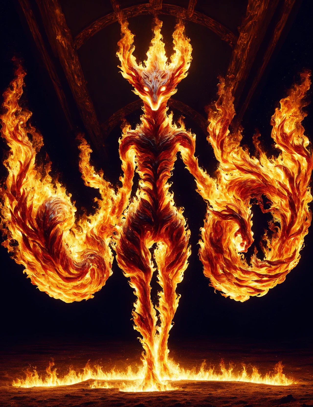 <lora:firecd_xl-000017:0.6>,a transparent fire elemental a girl statue made of (firecd_xl,raging flames:1.2,burning) in hell,fire eyes,fire hairs,fire skin,fire body,splash fire,no humans,long-focus,tilt-shift,outdoors,female focus,on molten rock,upper body,cutie,cute,still life,front view,facing viewer,looking at viewer,ethereal fantasy concept art,magnificent,epic,majestic,magical, emotional,harmonious,high budget,moody,epic,gorgeous,perfect lighting,realistic,photorealistic,photographic,photo (medium),real,moody lighting,volumetric lighting,reality ray tracing,8K,HDR,UHD,masterpiece,best quality,highly detailed,high resolution,finely detail,extremely detailed,ultra detailed,wallpaper
