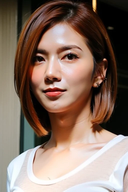 Cinema Lighting、(Key Light:Subsidy Light、Faint backlight、Shadow), Accurate human body、Knowledgeable person、Correct five-finger、RAW Photos、 4K - ultra-vivid、Highest quality, masterpiece, Ultra-high resolution, (reality: 1.4), (((Oilskin,Glowing Skin、Realistic skin texture、Beautiful skin in every detail、Shiny skin、Shiny skin)))、 Written boundary depth, Focused girl、Background Blur、Beautiful Eyes, Perfect face and eyes、 (night:1.8,) girl, Short bob black hair, Early teens, Earrings, Big Breasts, thin , Muscle Girls、Nipples are always erect、Have sex、naked