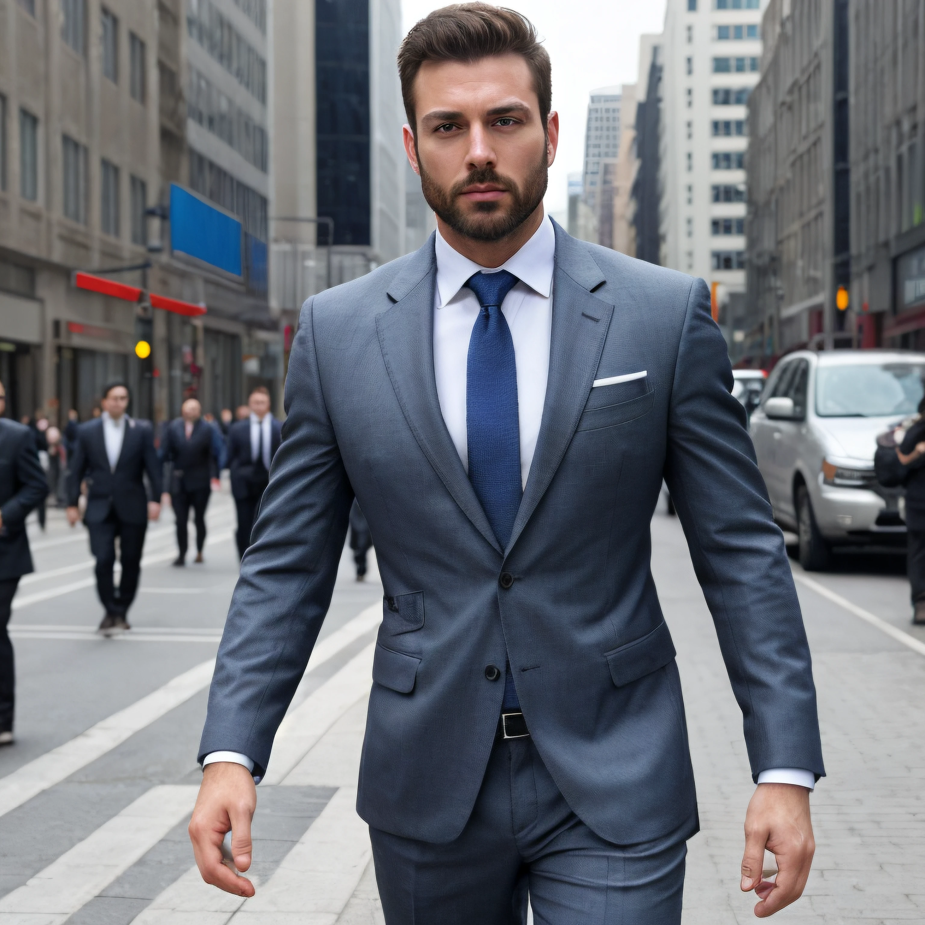 1male, realistic, face, <lora:Stepan Pereverzev:0.4>, realistic, ultra quality, highly detailed, ultra HD, suit, pants, middle of the street