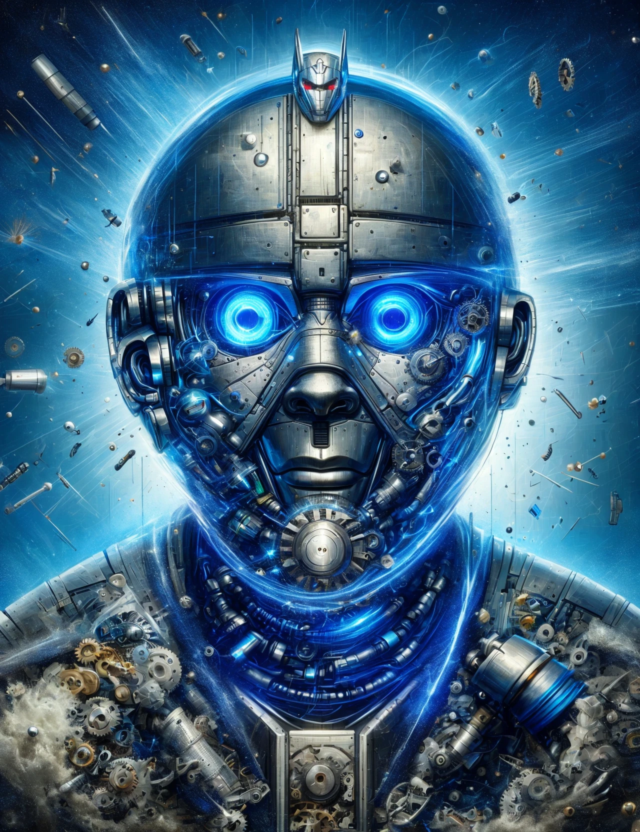 masterpiece, awesome quality, hyper detailed, DonMFma force male humanoid cyberman, net runner,guardian, <lora:DonMFma-000006:1>