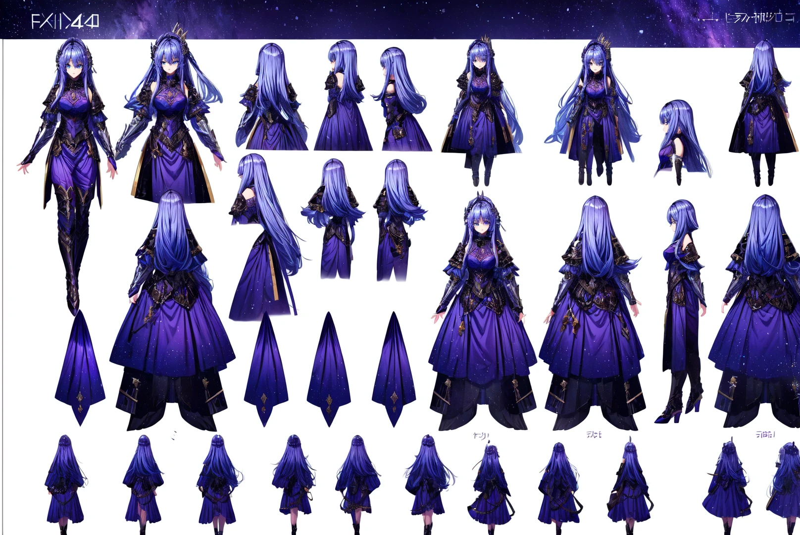 amazing, 4k, extremely detailed art, best quality, masterpiece, 1girl,
<lora:ConceptArt:0.8>, (info reference sheet:1.5), <lora:aki:1>, silver armor,  blue_eyes, purple_hair, solo,very_long_hair, hair_between_eyes, shoulder_armor, bangs, breasts, floating_hair, upper_bodyshiny,
 <lora:Light and Shadow:1>, <lora:GoodHands-beta2:1>, <lora:more_details:1>