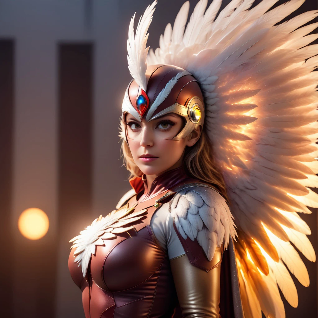 <lora:SDXL_Superhero:1>    SupHerSup,  superhero , bird head, feathercoat, a woman in a feathered costume poses for a picture, powered armor,  im warm backlight, ring light(depth of field, bokeh, 4K, hyper realism, soft light, dramatic light, sharp, HDR)