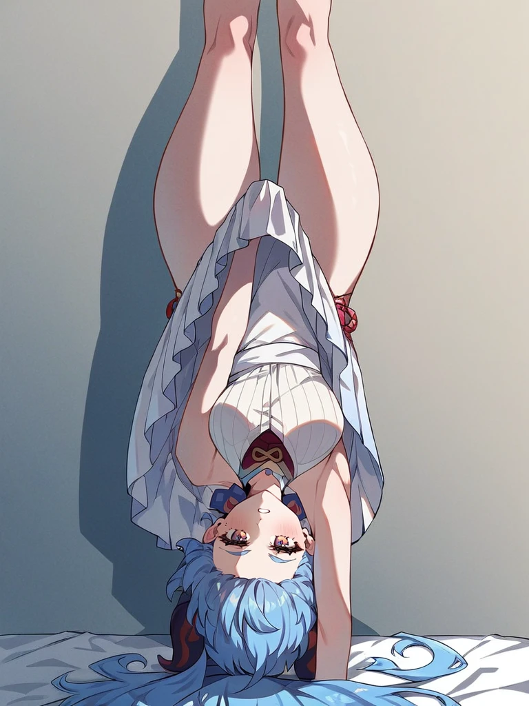 <lora:xl_lycoris_challenge(pony)-000006:1>,upside-down,handstandotono,covering crotch,covering,looking at viewer,ganyu \(genshin impact\),, score_9,_up score_8_up,up score_7_up,up score_6_up,