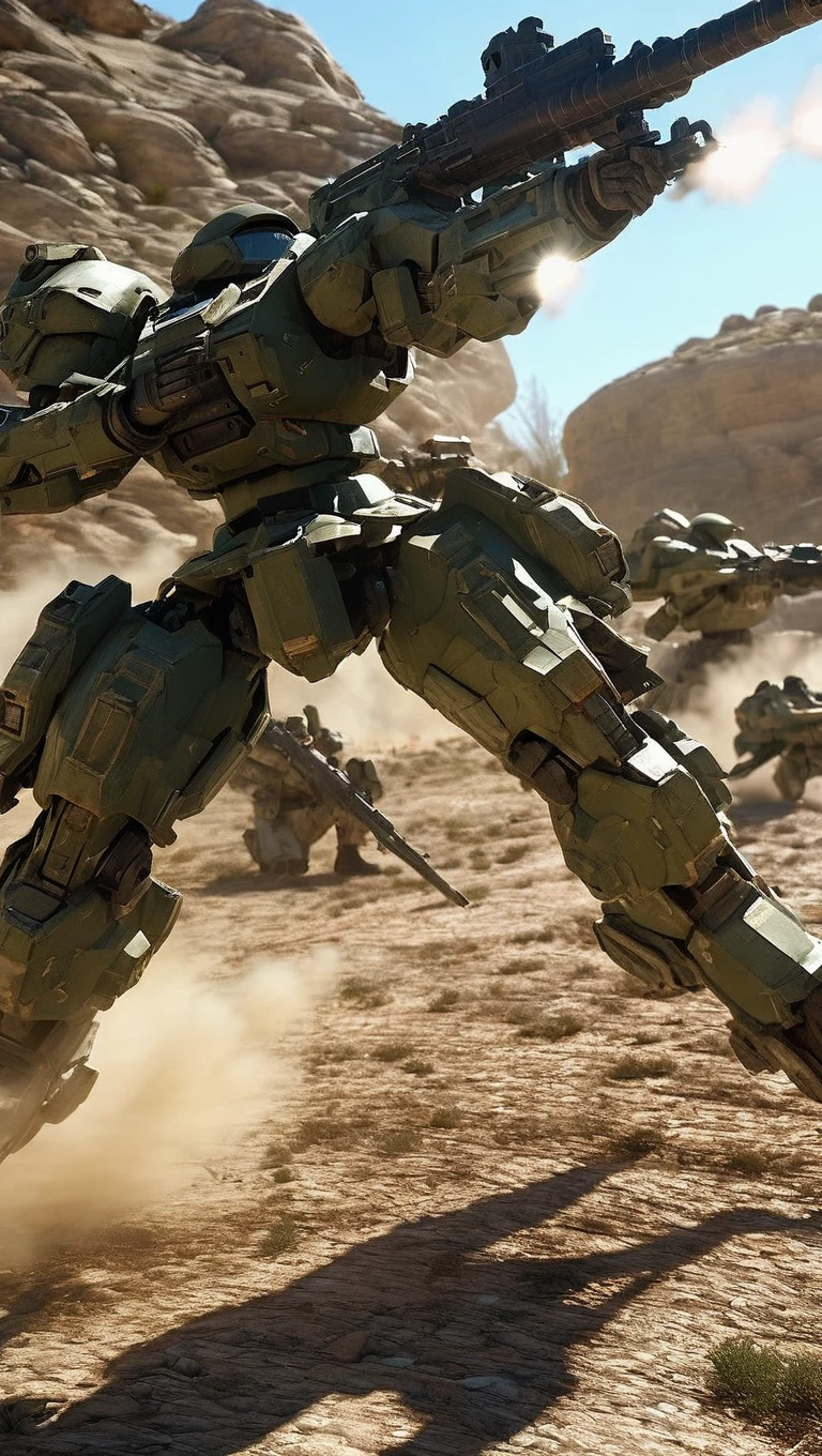 cinematic film still of (MRS:1.0),(military:1),mecha armor,(a heavy mech:1.3),(hawken:1.3),
MECHA is fighting on a desolate wide wilderness battlefield. The battlefield is riddled with stray bullets and explosions.
BREAK
(fighting pose:1.2),motion blur,light trail,mecha armor,(dutch angle:1.5),(holding huge weapon:1.5),(many weapons:1.2)
<lora:srdxl_v2_5a1:0.8>,, shallow depth of field, vignette, highly detailed, high budget, bokeh, cinemascope, moody, epic, gorgeous, film grain, grainy