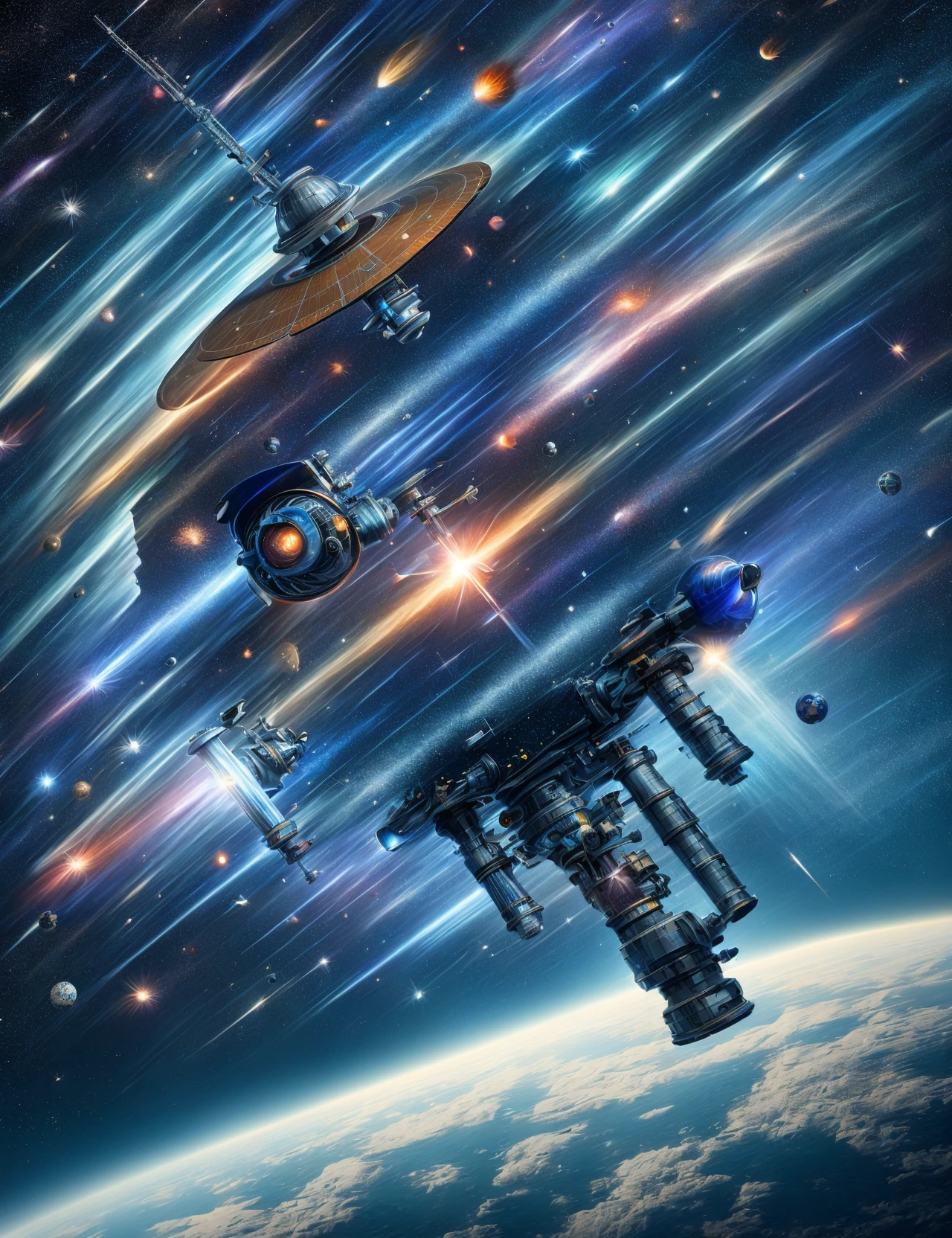 masterpiece, awesome quality, hyper detailed, DonMFma force satellite, astral, supermassive, meteor shower, <lora:DonMFma-000006:1>