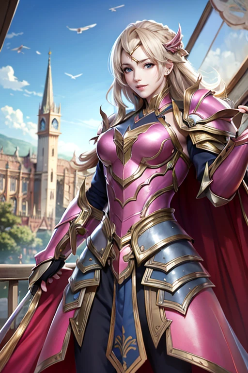 hxarmour,1girl,(pink armour:1.3),Crater Lake Flight,Public Transportation,Hawk,Astronomer,<lora:HXarmour_001:0.8>,