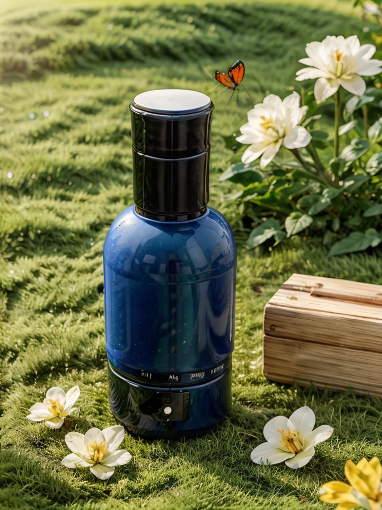 (Best quality,masterpiece:1.2), <lora:DSchangjing-000015:0.6>,  RAW photo, dslr, film grain, Fujifilm XT3, Screen Space Refraction,
Photography\(environment\), realistic, no humans, outdoors, still life,
bottle,cosmetics,rock, sky, grass,flower, butterfly, blue sky,
water, depth of field, cloud,white flower,yellow flower, field,
blurry background,day,scenery,blurry, reflection,