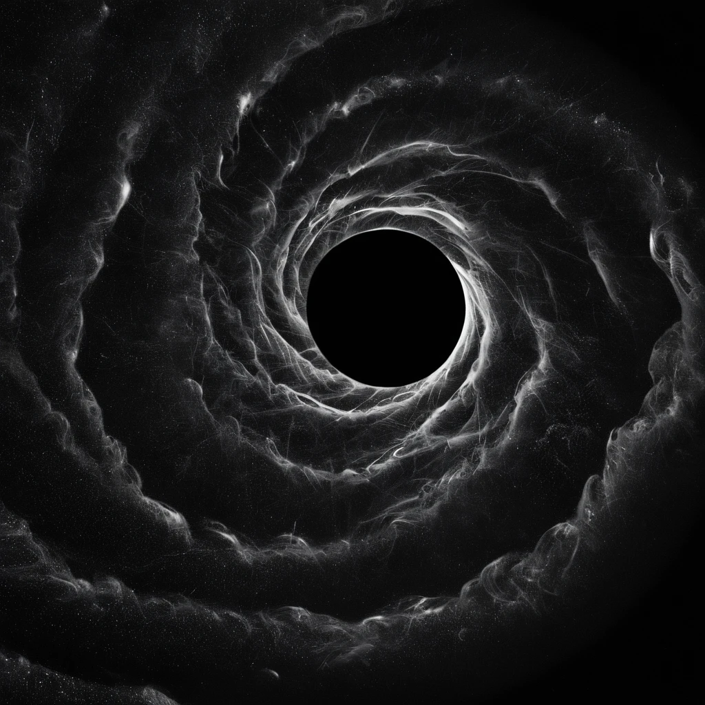 UHD, 4k, ultra detailed, cinematic, a photograph of <lora:vantablack style:1>
a spiral shaped object with a black background,monochrome,comic,greyscale,sky,no humans,black background,star (sky),space , vantablack style, super-black coating style, dark coating style
<lora:Low-key lighting Style:1>, epic, beautiful lighting, inpsiring